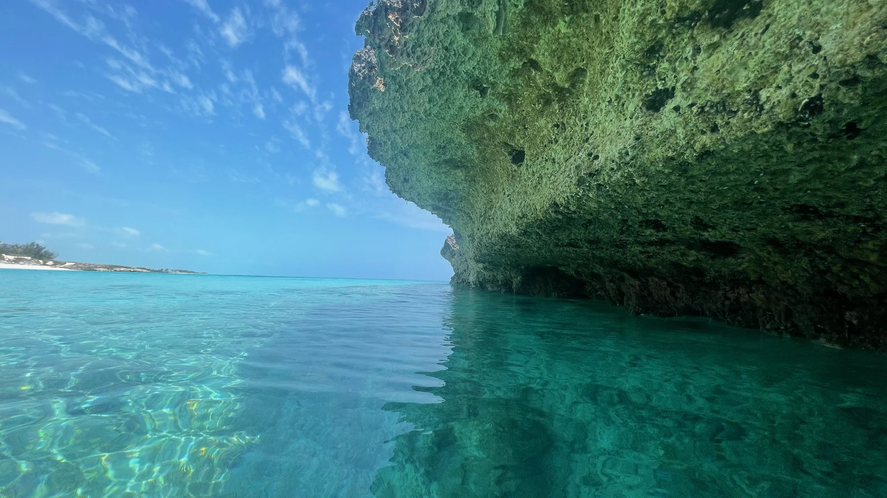 Limestone formation in crystal emerald water